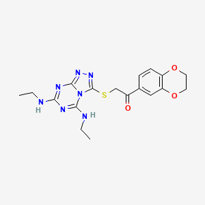 2-{[5,7-Bis(ethylamino)[1,2,4]triazolo[4,3-a][1,3,5]triazin-3-yl]sulfanyl}-1-(2,3-dihydro-1,4-benzodioxin-6-yl)ethanone