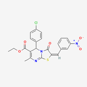 molecular formula C23H18ClN3O5S B11981715 ethyl (2E)-5-(4-chlorophenyl)-7-methyl-2-(3-nitrobenzylidene)-3-oxo-2,3-dihydro-5H-[1,3]thiazolo[3,2-a]pyrimidine-6-carboxylate 