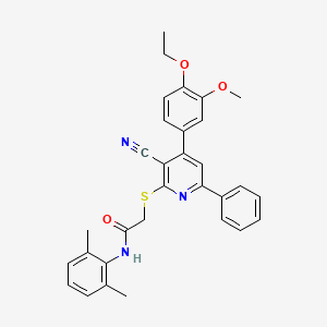 2-{[3-cyano-4-(4-ethoxy-3-methoxyphenyl)-6-phenylpyridin-2-yl]sulfanyl}-N-(2,6-dimethylphenyl)acetamide