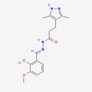 molecular formula C16H20N4O3 B11981774 3-(3,5-dimethyl-1H-pyrazol-4-yl)-N'-[(E)-(2-hydroxy-3-methoxyphenyl)methylidene]propanehydrazide 