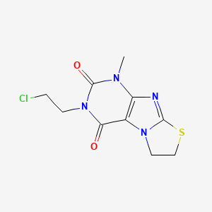 molecular formula C10H11ClN4O2S B11981780 3-(2-Chloroethyl)-1-ME-6,7-dihydro(1,3)thiazolo(2,3-F)purine-2,4(1H,3H)-dione 