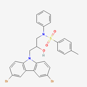 molecular formula C28H24Br2N2O3S B11981789 N-[3-(3,6-dibromo-9H-carbazol-9-yl)-2-hydroxypropyl]-4-methyl-N-phenylbenzenesulfonamide 