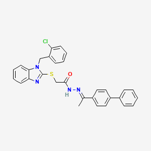 molecular formula C30H25ClN4OS B11981797 N'-[(1E)-1-(biphenyl-4-yl)ethylidene]-2-{[1-(2-chlorobenzyl)-1H-benzimidazol-2-yl]sulfanyl}acetohydrazide 