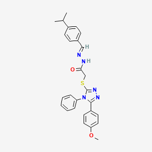 2-{[5-(4-methoxyphenyl)-4-phenyl-4H-1,2,4-triazol-3-yl]sulfanyl}-N'-{(E)-[4-(propan-2-yl)phenyl]methylidene}acetohydrazide