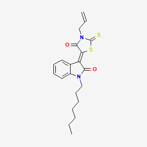 molecular formula C21H24N2O2S2 B11981837 (3Z)-3-(3-allyl-4-oxo-2-thioxo-1,3-thiazolidin-5-ylidene)-1-heptyl-1,3-dihydro-2H-indol-2-one 