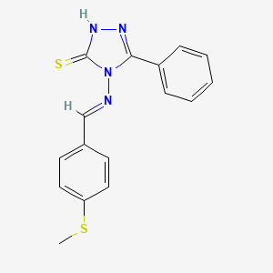 molecular formula C16H14N4S2 B11982046 4-({(E)-[4-(methylsulfanyl)phenyl]methylidene}amino)-5-phenyl-4H-1,2,4-triazole-3-thiol 