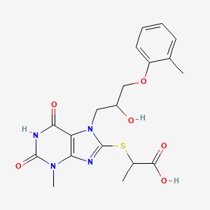 2-({7-[2-hydroxy-3-(2-methylphenoxy)propyl]-3-methyl-2,6-dioxo-2,3,6,7-tetrahydro-1H-purin-8-yl}sulfanyl)propanoic acid