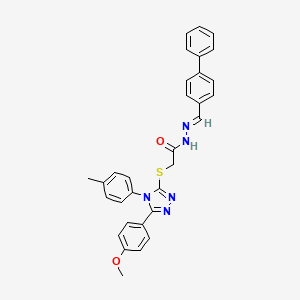 N'-[(E)-[1,1'-biphenyl]-4-ylmethylidene]-2-{[5-(4-methoxyphenyl)-4-(4-methylphenyl)-4H-1,2,4-triazol-3-yl]thio}acetohydrazide