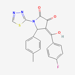 molecular formula C20H14FN3O3S B11982074 4-(4-fluorobenzoyl)-3-hydroxy-5-(4-methylphenyl)-1-(1,3,4-thiadiazol-2-yl)-1,5-dihydro-2H-pyrrol-2-one 