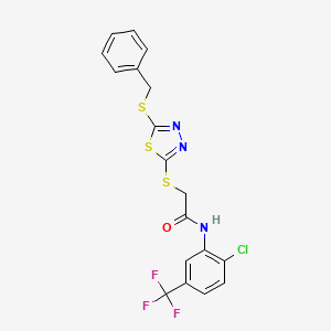 2-{[5-(benzylsulfanyl)-1,3,4-thiadiazol-2-yl]sulfanyl}-N-[2-chloro-5-(trifluoromethyl)phenyl]acetamide