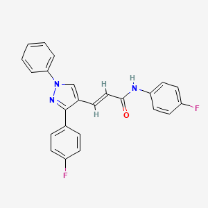 molecular formula C24H17F2N3O B11982089 (2E)-N-(4-fluorophenyl)-3-[3-(4-fluorophenyl)-1-phenyl-1H-pyrazol-4-yl]prop-2-enamide 