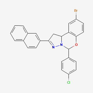 9-Bromo-5-(4-chlorophenyl)-2-(naphthalen-2-yl)-5,10b-dihydro-1H-benzo[e]pyrazolo[1,5-c][1,3]oxazine