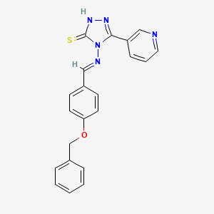 molecular formula C21H17N5OS B11982097 4-({(E)-[4-(benzyloxy)phenyl]methylidene}amino)-5-(3-pyridinyl)-4H-1,2,4-triazole-3-thiol 