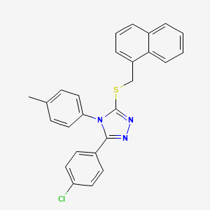 molecular formula C26H20ClN3S B11982138 3-(4-chlorophenyl)-4-(4-methylphenyl)-5-[(naphthalen-1-ylmethyl)sulfanyl]-4H-1,2,4-triazole 