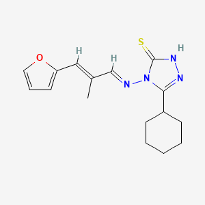 5-Cyclohexyl-4-{[(E,2E)-3-(2-furyl)-2-methyl-2-propenylidene]amino}-4H-1,2,4-triazol-3-YL hydrosulfide