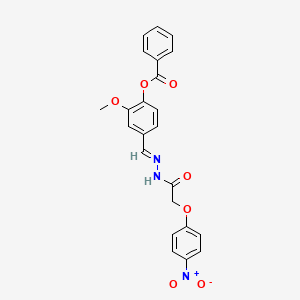 2-Methoxy-4-(2-((4-nitrophenoxy)acetyl)carbohydrazonoyl)phenyl benzoate