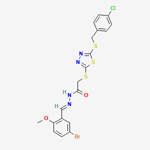 N'-[(E)-(5-bromo-2-methoxyphenyl)methylidene]-2-({5-[(4-chlorobenzyl)sulfanyl]-1,3,4-thiadiazol-2-yl}sulfanyl)acetohydrazide