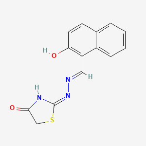 molecular formula C14H11N3O2S B11982248 (2E)-2-{(2E)-[(2-hydroxynaphthalen-1-yl)methylidene]hydrazinylidene}-1,3-thiazolidin-4-one 