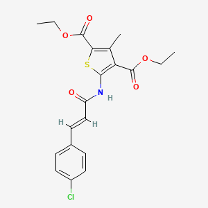 molecular formula C20H20ClNO5S B11982357 diethyl 5-{[(2E)-3-(4-chlorophenyl)prop-2-enoyl]amino}-3-methylthiophene-2,4-dicarboxylate 