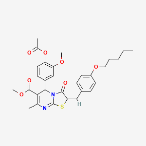 molecular formula C30H32N2O7S B11982367 methyl (2E)-5-[4-(acetyloxy)-3-methoxyphenyl]-7-methyl-3-oxo-2-[4-(pentyloxy)benzylidene]-2,3-dihydro-5H-[1,3]thiazolo[3,2-a]pyrimidine-6-carboxylate 