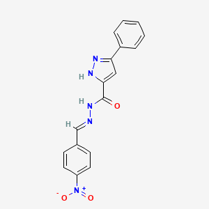 molecular formula C17H13N5O3 B11982380 5-Phenyl-2H-pyrazole-3-carboxylic acid (4-nitro-benzylidene)-hydrazide 