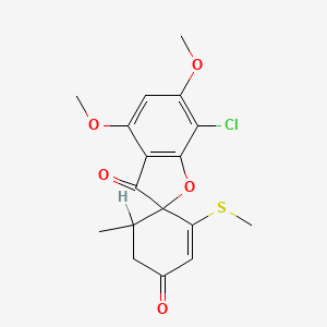molecular formula C17H17ClO5S B1198254 Spiro[benzofuran-2(3H),1'-[2]cyclohexene]-3,4'-dione, 7-chloro-4,6-dimethoxy-6'-methyl-2'-(methylthio)- CAS No. 26881-62-9