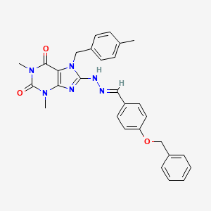 molecular formula C29H28N6O3 B11982542 4-(Benzyloxy)benzaldehyde [1,3-dimethyl-7-(4-methylbenzyl)-2,6-dioxo-2,3,6,7-tetrahydro-1H-purin-8-YL]hydrazone 