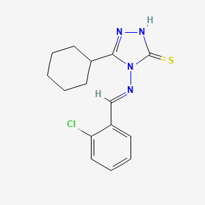 molecular formula C15H17ClN4S B11982556 4-[(E)-(2-chlorophenyl)methylideneamino]-3-cyclohexyl-1H-1,2,4-triazole-5-thione 