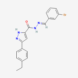 molecular formula C19H17BrN4O B11982595 N'-(3-Bromobenzylidene)-3-(4-ethylphenyl)-1H-pyrazole-5-carbohydrazide 