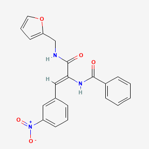 molecular formula C21H17N3O5 B11982662 N-(1-((Furan-2-ylmethyl)-carbamoyl)-2-(3-nitro-phenyl)-vinyl)-benzamide 