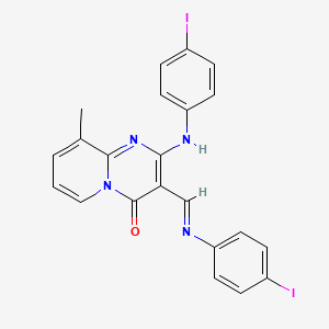 molecular formula C22H16I2N4O B11982710 2-[(4-iodophenyl)amino]-3-{(E)-[(4-iodophenyl)imino]methyl}-9-methyl-4H-pyrido[1,2-a]pyrimidin-4-one 