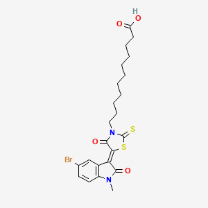 11-[(5Z)-5-(5-bromo-1-methyl-2-oxo-1,2-dihydro-3H-indol-3-ylidene)-4-oxo-2-thioxo-1,3-thiazolidin-3-yl]undecanoic acid