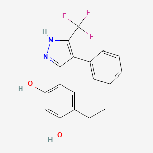 molecular formula C18H15F3N2O2 B11982732 4-ethyl-6-[4-phenyl-5-(trifluoromethyl)-1H-pyrazol-3-yl]-1,3-benzenediol CAS No. 303095-12-7