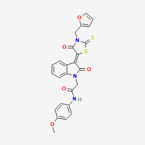 2-{(3Z)-3-[3-(2-Furylmethyl)-4-oxo-2-thioxo-1,3-thiazolidin-5-ylidene]-2-oxo-2,3-dihydro-1H-indol-1-YL}-N-(4-methoxyphenyl)acetamide