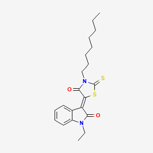 (3Z)-1-ethyl-3-(3-octyl-4-oxo-2-thioxo-1,3-thiazolidin-5-ylidene)-1,3-dihydro-2H-indol-2-one