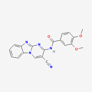 molecular formula C20H15N5O3 B11982814 N-(3-Cyanopyrimido(1,2-A)benzimidazol-2-YL)-3,4-dimethoxybenzamide CAS No. 303059-23-6