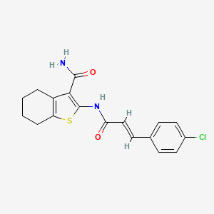 molecular formula C18H17ClN2O2S B11982821 2-{[(2E)-3-(4-chlorophenyl)prop-2-enoyl]amino}-4,5,6,7-tetrahydro-1-benzothiophene-3-carboxamide 