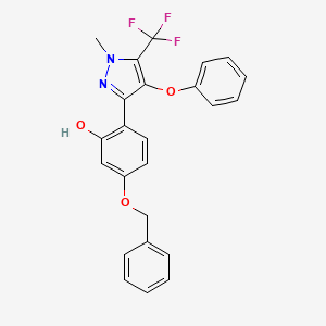 molecular formula C24H19F3N2O3 B11982945 5-(benzyloxy)-2-[1-methyl-4-phenoxy-5-(trifluoromethyl)-1H-pyrazol-3-yl]phenol CAS No. 6553-09-9