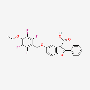 molecular formula C24H16F4O5 B11983025 5-(4-Ethoxy-2,3,5,6-tetrafluoro-benzyloxy)-2-phenyl-benzofuran-3-carboxylic acid 