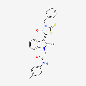 2-[(3Z)-3-(3-benzyl-4-oxo-2-thioxo-1,3-thiazolidin-5-ylidene)-2-oxo-2,3-dihydro-1H-indol-1-yl]-N-(4-methylphenyl)acetamide