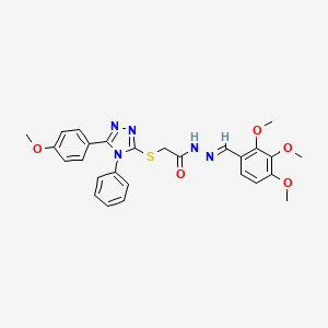 2-{[5-(4-methoxyphenyl)-4-phenyl-4H-1,2,4-triazol-3-yl]sulfanyl}-N'-[(E)-(2,3,4-trimethoxyphenyl)methylidene]acetohydrazide