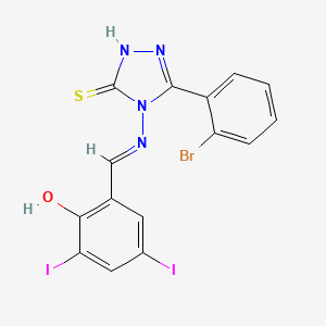 2-((E)-{[3-(2-bromophenyl)-5-mercapto-4H-1,2,4-triazol-4-yl]imino}methyl)-4,6-diiodophenol