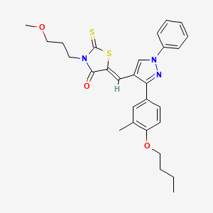 (5Z)-5-{[3-(4-Butoxy-3-methylphenyl)-1-phenyl-1H-pyrazol-4-YL]methylene}-3-(3-methoxypropyl)-2-thioxo-1,3-thiazolidin-4-one