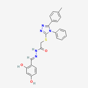 molecular formula C24H21N5O3S B11983204 N'-[(E)-(2,4-dihydroxyphenyl)methylidene]-2-{[5-(4-methylphenyl)-4-phenyl-4H-1,2,4-triazol-3-yl]sulfanyl}acetohydrazide 