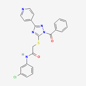 molecular formula C22H16ClN5O2S B11983255 2-{[1-benzoyl-3-(4-pyridinyl)-1H-1,2,4-triazol-5-yl]thio}-N-(3-chlorophenyl)acetamide 