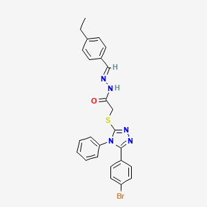 2-{[5-(4-bromophenyl)-4-phenyl-4H-1,2,4-triazol-3-yl]sulfanyl}-N'-[(E)-(4-ethylphenyl)methylidene]acetohydrazide