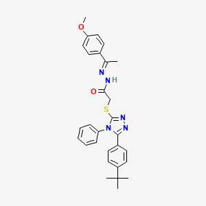 2-{[5-(4-tert-butylphenyl)-4-phenyl-4H-1,2,4-triazol-3-yl]sulfanyl}-N'-[(1E)-1-(4-methoxyphenyl)ethylidene]acetohydrazide