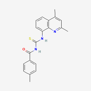 molecular formula C20H19N3OS B1198328 N-[[(2,4-dimethyl-8-quinolinyl)amino]-sulfanylidenemethyl]-4-methylbenzamide 