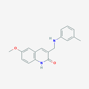 molecular formula C18H18N2O2 B1198330 6-methoxy-3-[(3-methylanilino)methyl]-1H-quinolin-2-one 