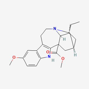 molecular formula C22H28N2O3 B1198338 methyl (15S,17R)-17-ethyl-7-methoxy-3,13-diazapentacyclo[13.3.1.02,10.04,9.013,18]nonadeca-2(10),4(9),5,7-tetraene-1-carboxylate 